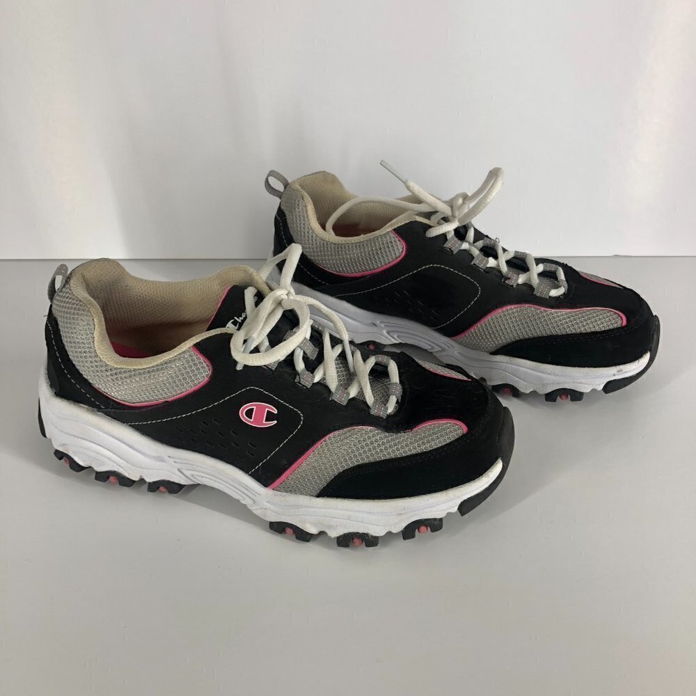 Champion Gusto‎ Cross Trainer Sneakers Black Grey Pink Womens 9W Low Top Shoes